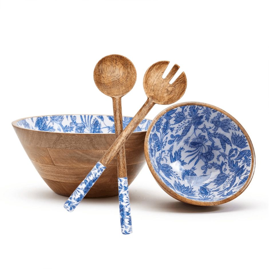 Wooden ENAMEL BOWL SPOON SET