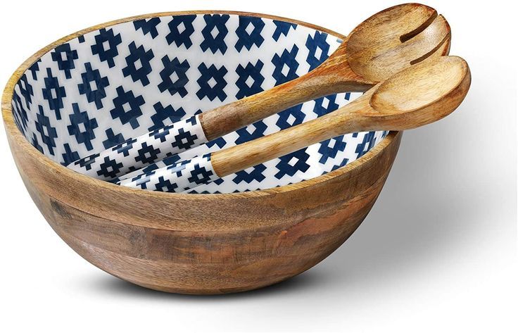 Wooden ENAMEL BOWL SPOON SET