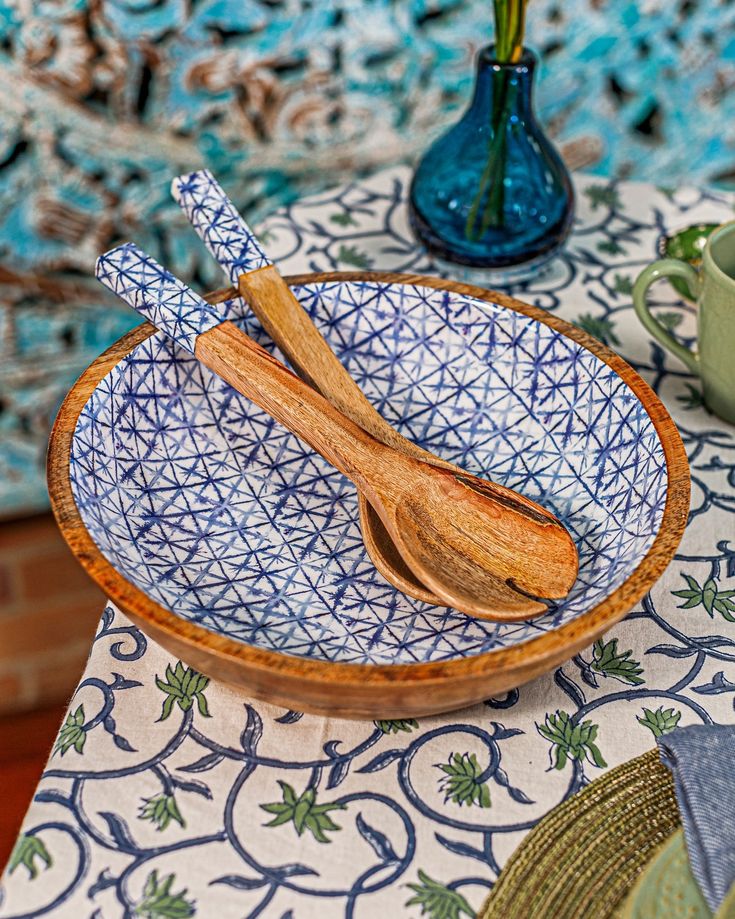 WOODEN BOWL SPOON SET
