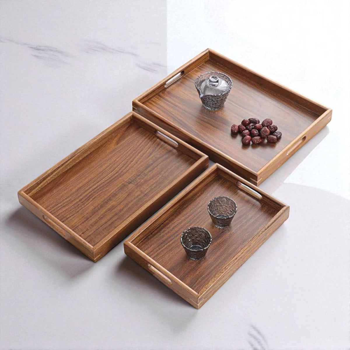 WOODEN TRAY SET