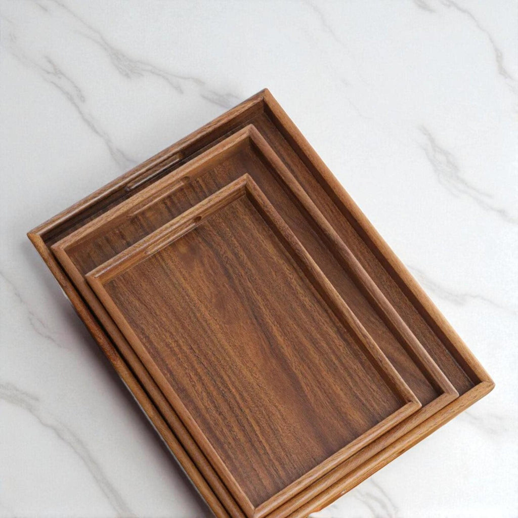WOODEN TRAY SET