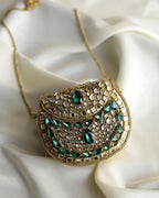 Royal Emerald & Polki Brass Mini Clutch